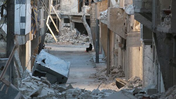 Una mujer entre las ruinas de Alepo - Sputnik Mundo