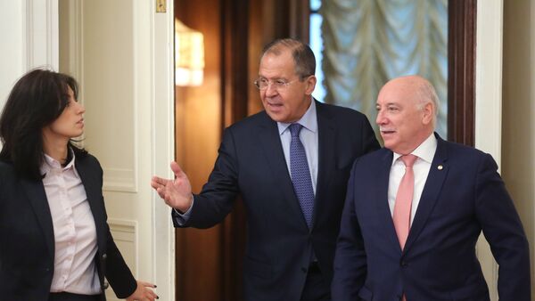 El ministro ruso de Exteriores, Serguéi Lavrov, y su par paraguayo, Eladio Loizaga Caballero - Sputnik Mundo