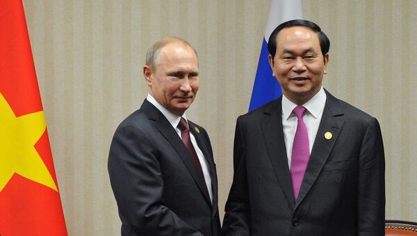 Vladímir Putin, presidente ruso, durante una reunión en Lima con su par vietnamita, Tran Dai Quang - Sputnik Mundo