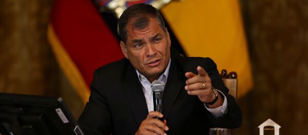 Ecuador's President Rafael Correa gives a a news conference in Quito, Ecuador Ecuador's President Rafael Correa gives a a news conference in Quito, Ecuador - Sputnik Mundo