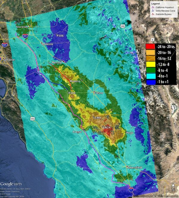 Hundimiento total en el valle de San Joaquín en California Hundimiento total en el valle de San Joaquín en California - Sputnik Mundo