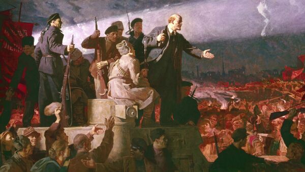 La llegada de Lenin a Rusia (1917) de Konstantín Aksiónov (reproducción) - Sputnik Mundo