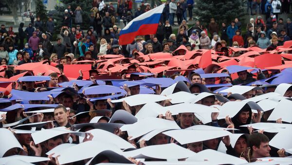 La celebración del tercer aniversario del retorno de Crimea a la Federación de Rusia - Sputnik Mundo