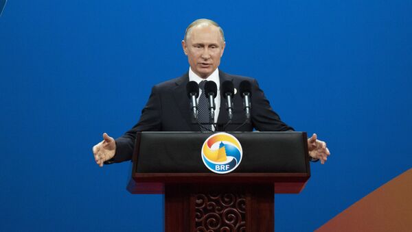 Vladímir Putin, presidente de Rusia, durante su intervención en la inauguración del I Foro de Cooperación Internacional de la Franja y la Ruta en Pekín - Sputnik Mundo