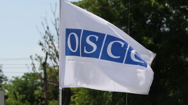 La bandera de la OSCE en Donbás - Sputnik Mundo