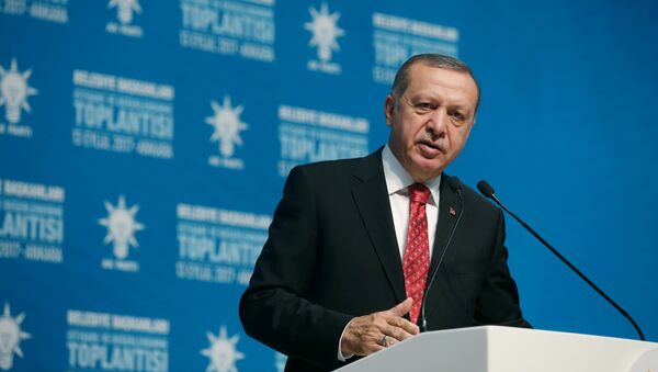 El presidente de Turquía Recep Tayyip Erdogan en el Palacio Presidencial - Sputnik Mundo