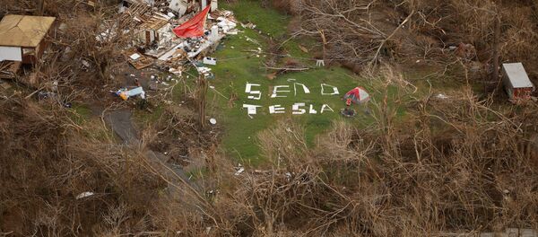 A sign reading Send Tesla on the osland of St. John, U.S. Virgin Island A sign reading Send Tesla on the osland of St. John, U.S. Virgin Island - Sputnik Mundo