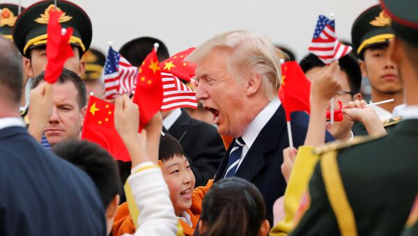 Donald Trump, presidente de EEUU, llega a China - Sputnik Mundo
