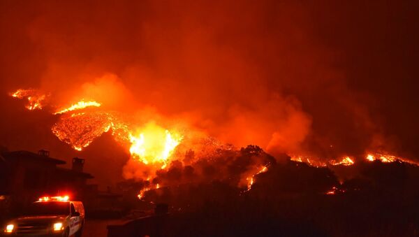 El llamado Thomas Fire, el incendio más grande en la historia del estado de California (suroeste) - Sputnik Mundo