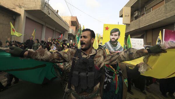 Protestas de los kurdos contra la operación turca en Kurdistán siria, Amuda, Siria - Sputnik Mundo