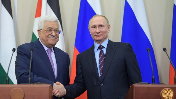 Presidente de Rusia, Vladímir Putin, y presidente de Palestina, Mahmud Abás - Sputnik Mundo
