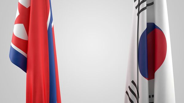 Las banderas de Corea del Norte y Corea del Sur - Sputnik Mundo