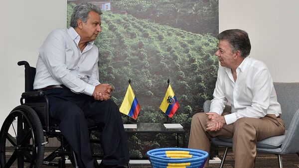 El presidente de Ecuador, Lenín Moreno, y el presidente de Colombia, Juan Manuel Santos - Sputnik Mundo