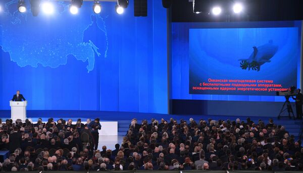 Vladímir Putin ofrece su mensaje anual ante la Asamblea Federal Vladímir Putin ofrece su mensaje anual ante la Asamblea Federal - Sputnik Mundo