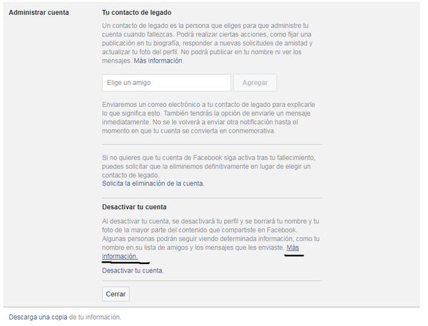 Segundo paso del tutorial para eliminar tu cuenta de Facebook Segundo paso del tutorial para eliminar tu cuenta de Facebook - Sputnik Mundo