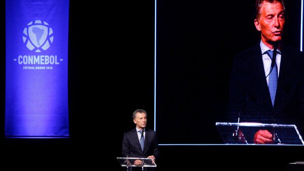 Mauricio Macri, el presidente de Argentina, da un discurso en el 68 Congreso ordinario de Conmebol - Sputnik Mundo