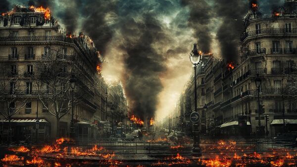 Una ciudad en llamas (ilustración) - Sputnik Mundo