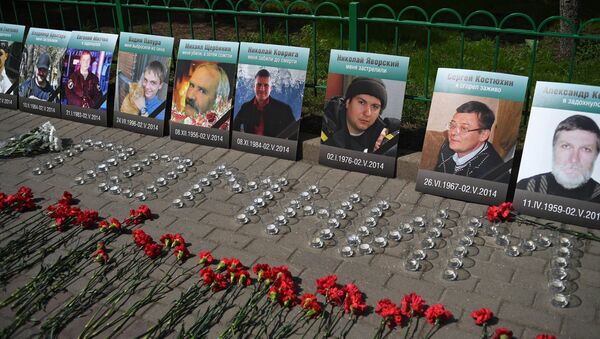 Акция в Москве в память о погибших 2 мая 2014 в Одессе - Sputnik Mundo