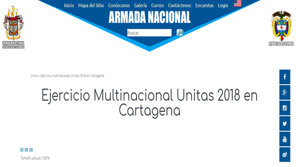 La página web de la Armada Colombiana con la información sobre los supuestos ejercicios militares Unitas Lix La página web de la Armada Colombiana con la información sobre los supuestos ejercicios militares Unitas Lix - Sputnik Mundo