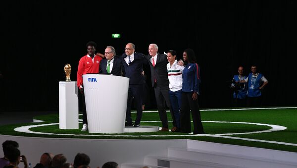 Los representantes de EEUU, México y Canadá durante la 68 cumbre de la FIFA - Sputnik Mundo
