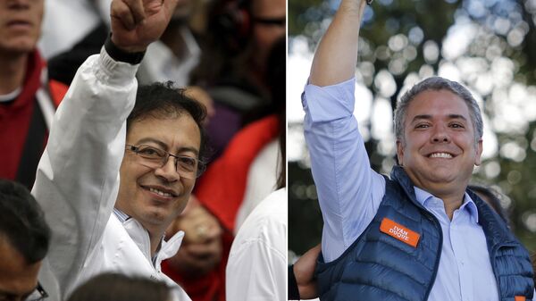 Gustavo Petro (izda.) y Iván Duque (dcha.), candidatos a la presidencia de Colombia para el período 2018-2022 - Sputnik Mundo