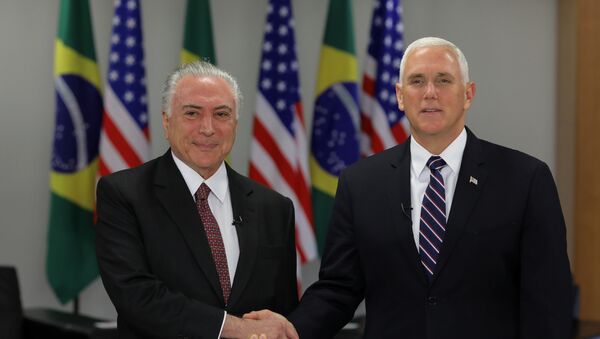 El presidente de Brasil, Michel Temer, y el vicepresidente de EEUU, Mike Pence - Sputnik Mundo