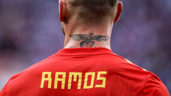 Sergio Ramos en el partido de los octavos del final entre las selecciones nacionales de España y Rusia - Sputnik Mundo