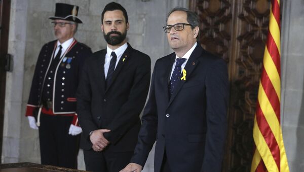 El Presidente del Parlamento catalán, Roger Torrent y El presidente de la Generalitat (Ejecutivo catalán), Quim Torra - Sputnik Mundo