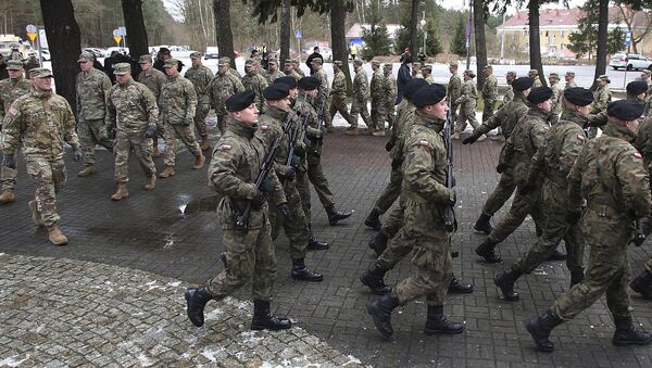 La ceremonia de bienvenida oficial para el convoy de las tropas estadounidenses en Zagan, Polonia - Sputnik Mundo