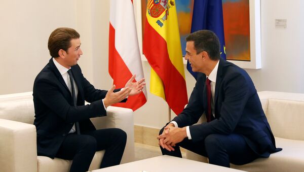 Primer ministro de Austria, Sebastian Kurz, y presidente del Gobierno español, Pedro Sánchez - Sputnik Mundo