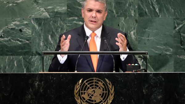 Iván Duque, presidente de Colombia, en la Asamblea General de la ONU - Sputnik Mundo