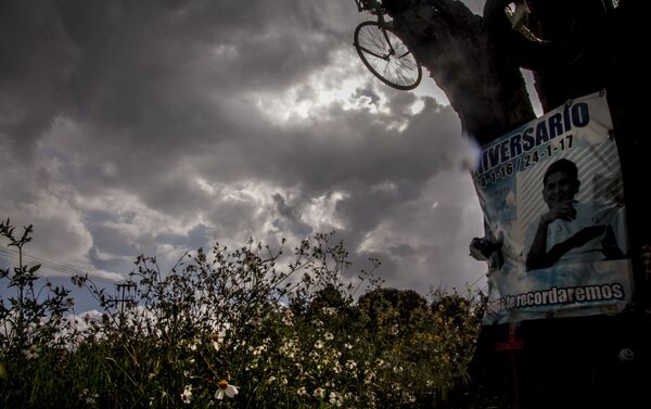 Cenotafio de “Ale” un joven ciclista fallecido en el kilómetro 29 de la carretera 95 México-Cuernavaca - Sputnik Mundo