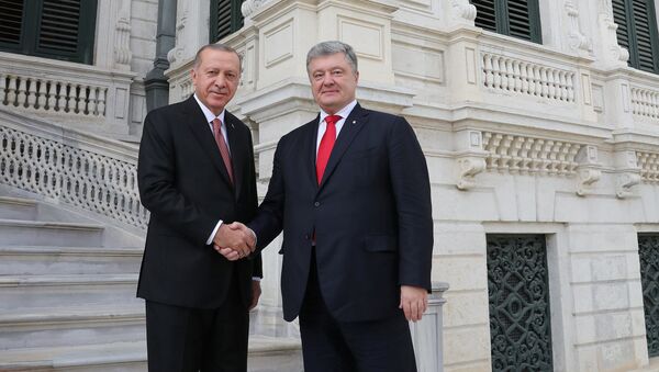 Recep Tayyip Erdogan, presidente turco, y su homólogo ucraniano, Petró Poroshenko - Sputnik Mundo