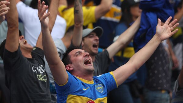 Hinchas de Boca en la primera fase de la final de la Copa Libertadores - Sputnik Mundo