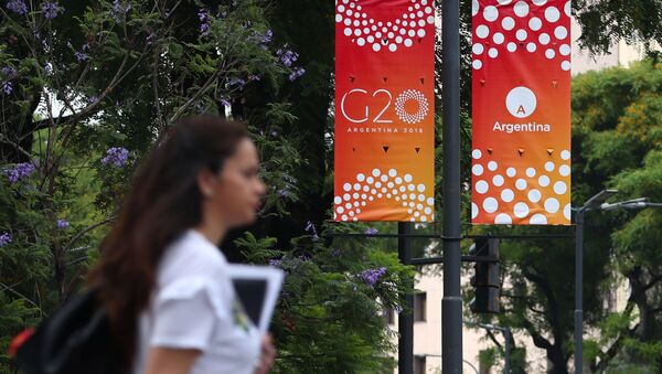 El logo del G20 en Argentina - Sputnik Mundo