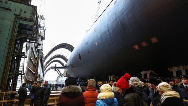 La solemne botadura del cuarto submarino atómico del proyecto 955A Borei, Knyaz Vladimir - Sputnik Mundo