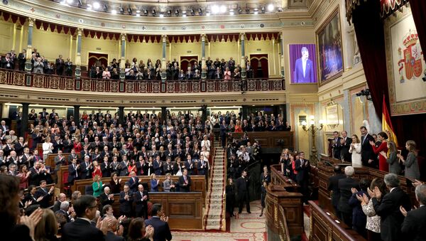 Felipe VI y la reina Letizia presiden el acto de conmemoración del 40 aniversario de la Constitución española en el Congreso - Sputnik Mundo