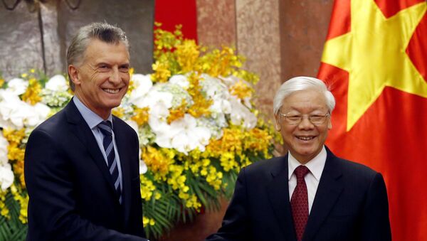 El presidente de Argentina, Mauricio Macri, y su par de Vietnam, Nguyen Phu Trong - Sputnik Mundo