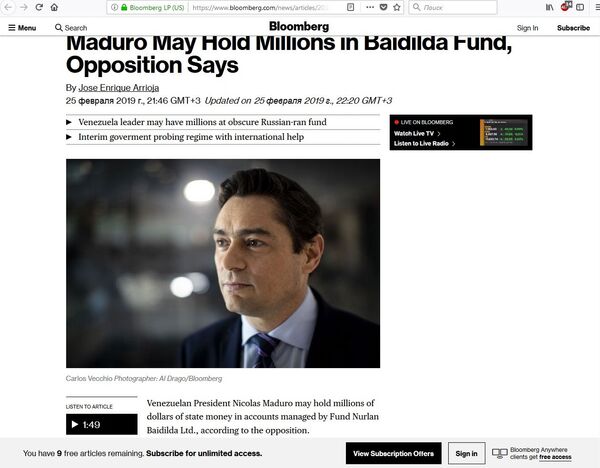 El artículo de The Bloomberg sobre Carlos Vecchio El artículo de The Bloomberg sobre Carlos Vecchio - Sputnik Mundo