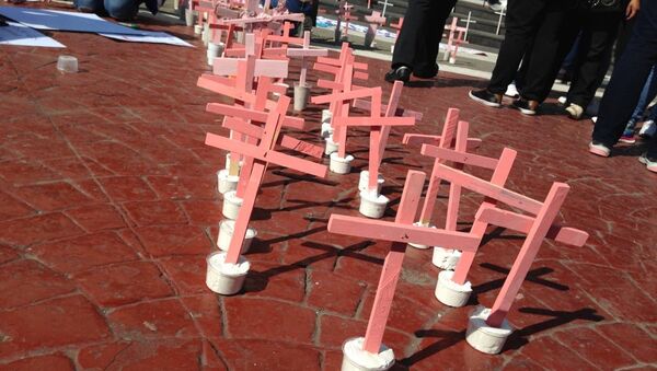 Cruces rojas por mujeres asesinadas en Ecatepec, México - Sputnik Mundo