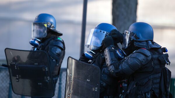Policía durante las protestas en Francia - Sputnik Mundo