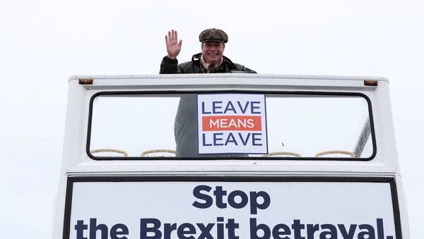 El eurodiputado británico, Nigel Farage, encabeza la Marcha para salir - Sputnik Mundo