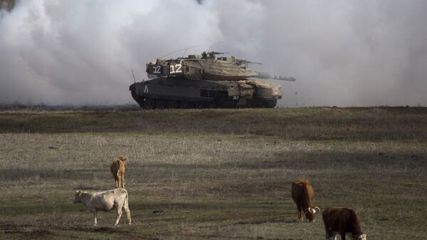 Un tanque israelí en los Altos del Golán (archivo) - Sputnik Mundo