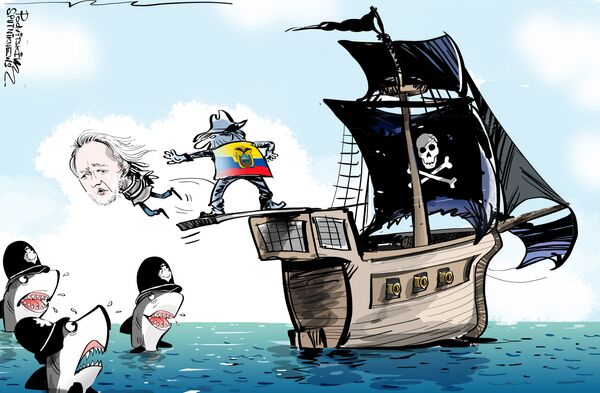 Ecuador echa a patadas a Assange Ecuador echa a patadas a Assange - Sputnik Mundo