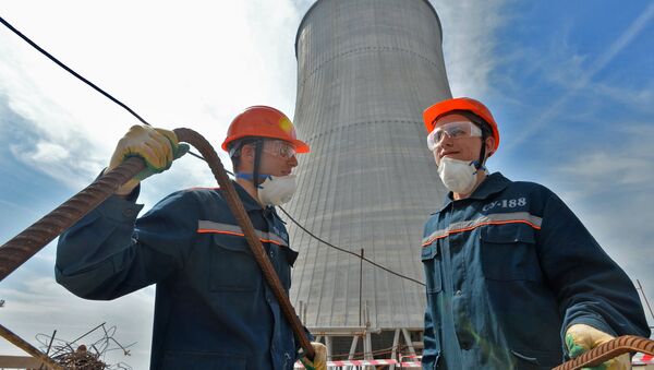 Construcción de la Central nuclear de Bielorrusia (archivo) - Sputnik Mundo