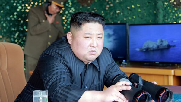 Kim Jong Un, líder de Corea del Norte, supervisa una prueba de misiles - Sputnik Mundo