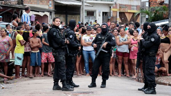 Policías en el lugar de la matanza en Belém do Pará, Brasil - Sputnik Mundo
