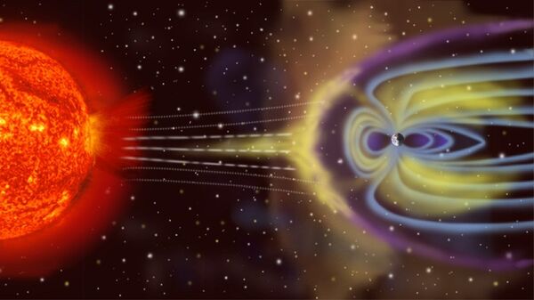 El campo magnético de la Tierra, ilustración - Sputnik Mundo
