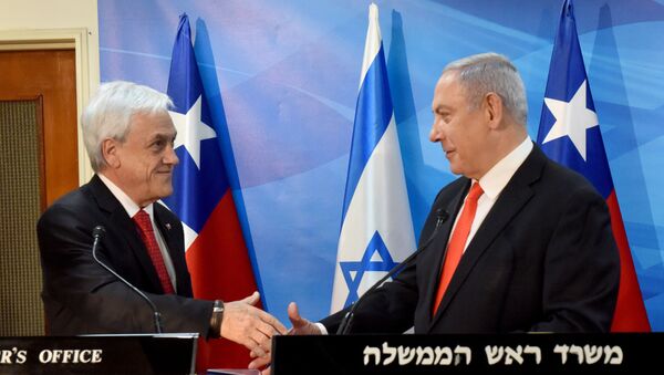 El presidente de Chile, Sebastián Piñera, junto al primer ministro de Israel, Benjamin Netanyahu - Sputnik Mundo