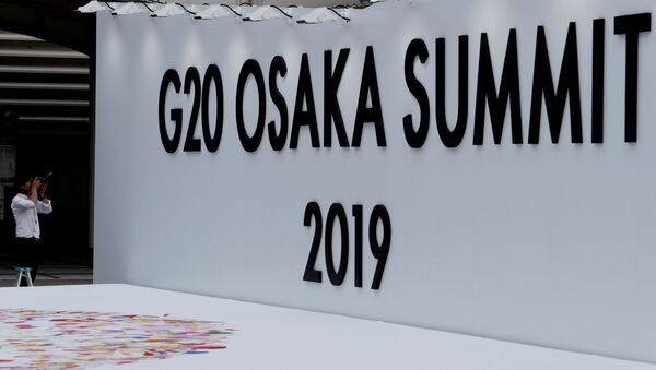 El logo del G20 2019 en Osaka, Japón - Sputnik Mundo
